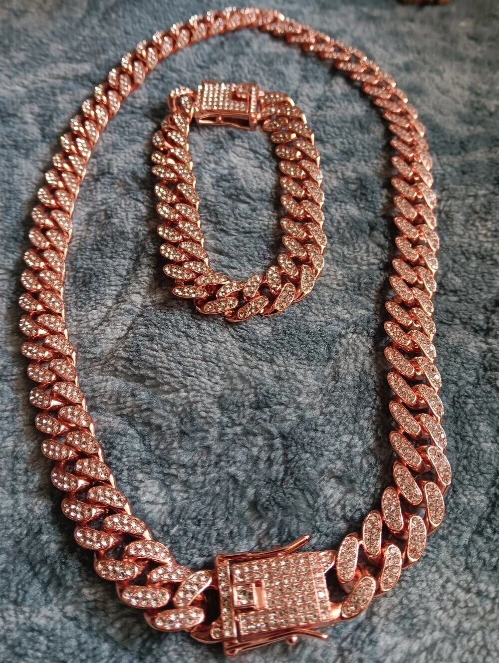 Gold plated necklace  bracelet set with crystal